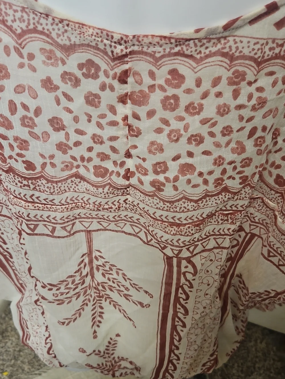 Free People Boho Lace-Up Peasant Top in Rust and Cream